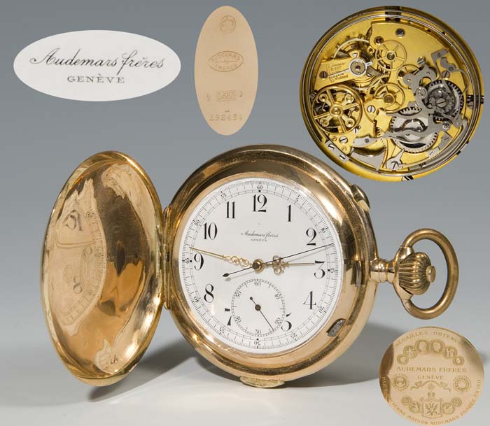 Gold-Savonette mit Chronograph, Repetit