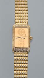 Gold-Brillant-Armbanduhr.
