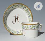 Monogramm-Tasse, Untertasse.