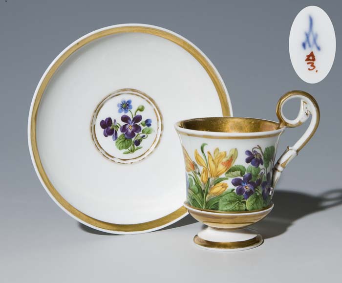 Biedermeier-Tasse, Untertasse.