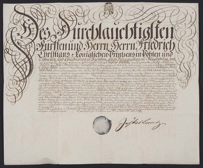 Meissen-Barock-Urkunde 1763.
