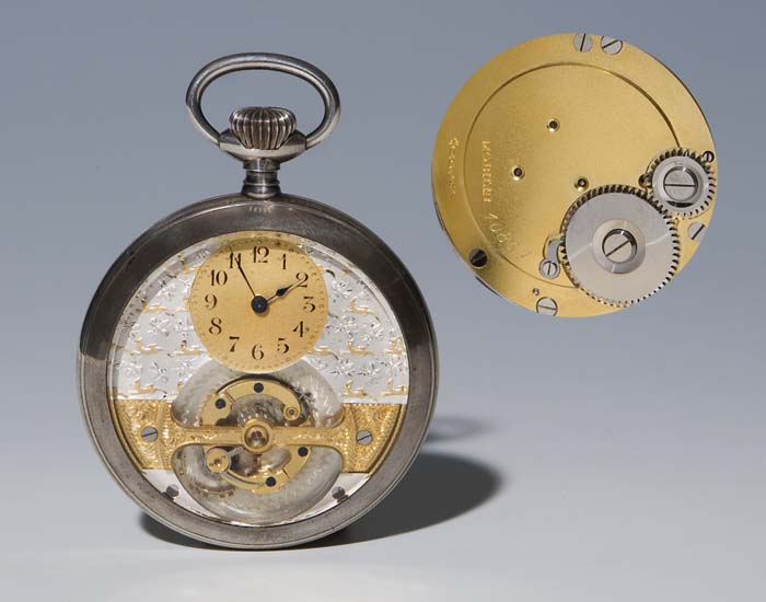 Schweizer Silber-Taschenuhr (Tourbillon