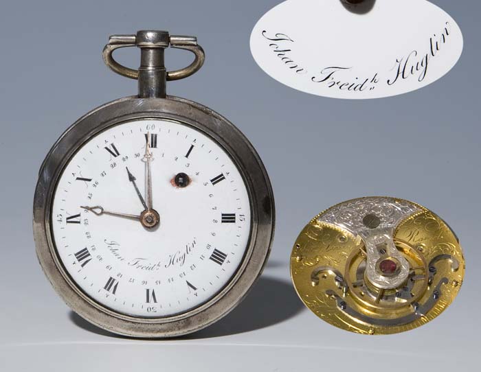 Große Spindel-Taschenuhr mit Datum.