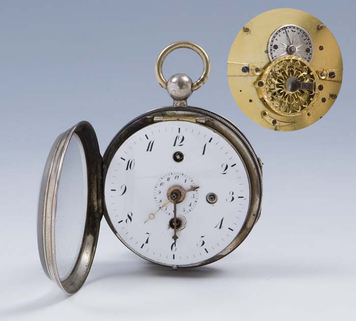 Schlüssel-Taschenuhr mit Wecker.