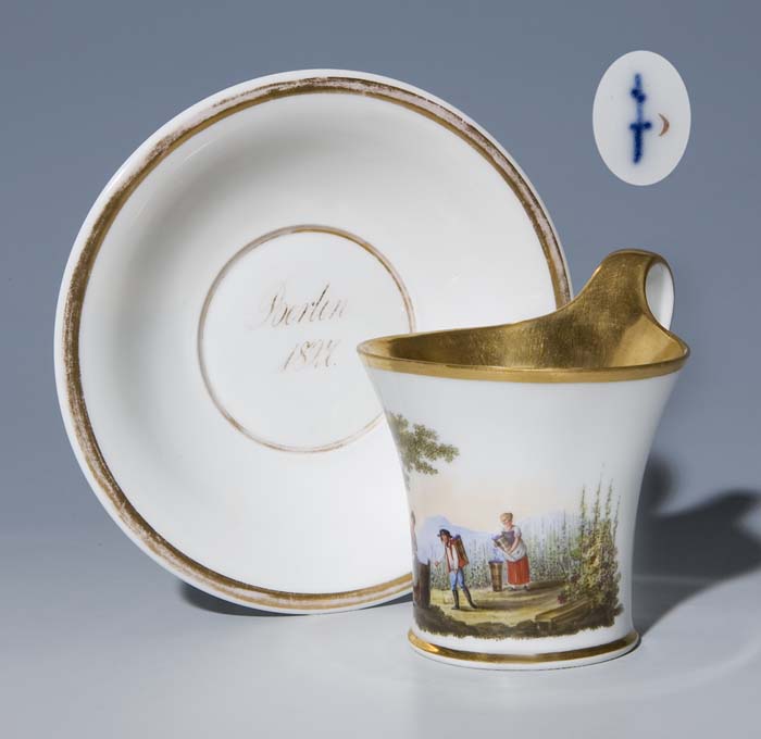 Biedermeier-Tasse, Untertasse.