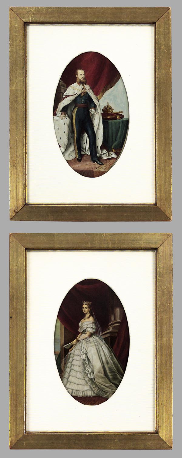 Pendant Herrscher-Porträts um 1840.