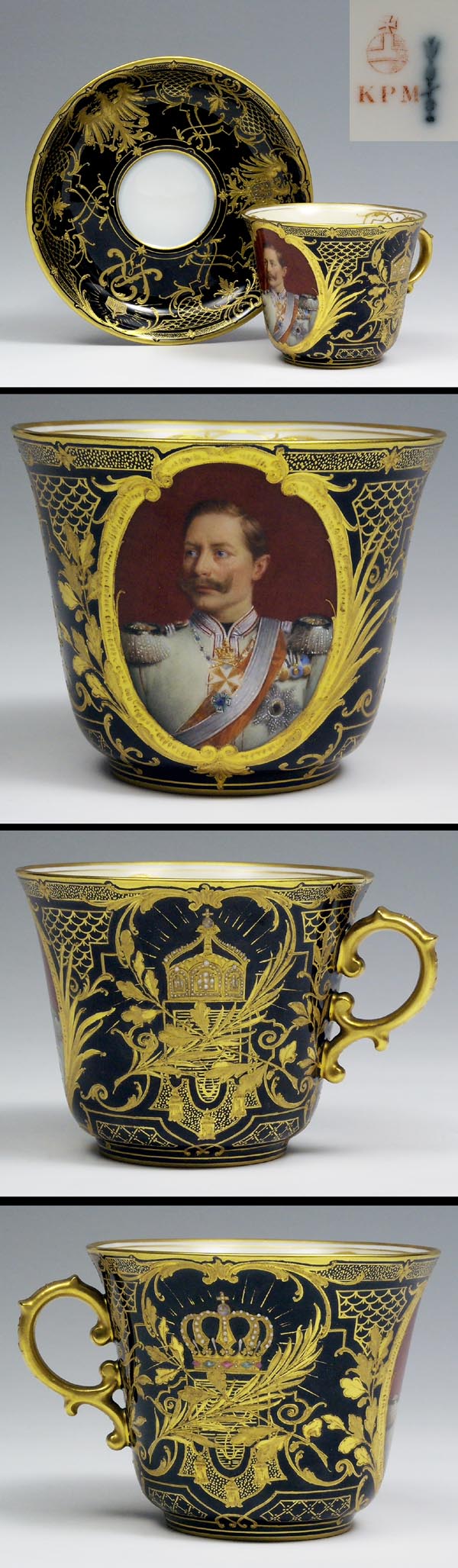 Prunkvolle Porträt-Tasse, Untertasse.