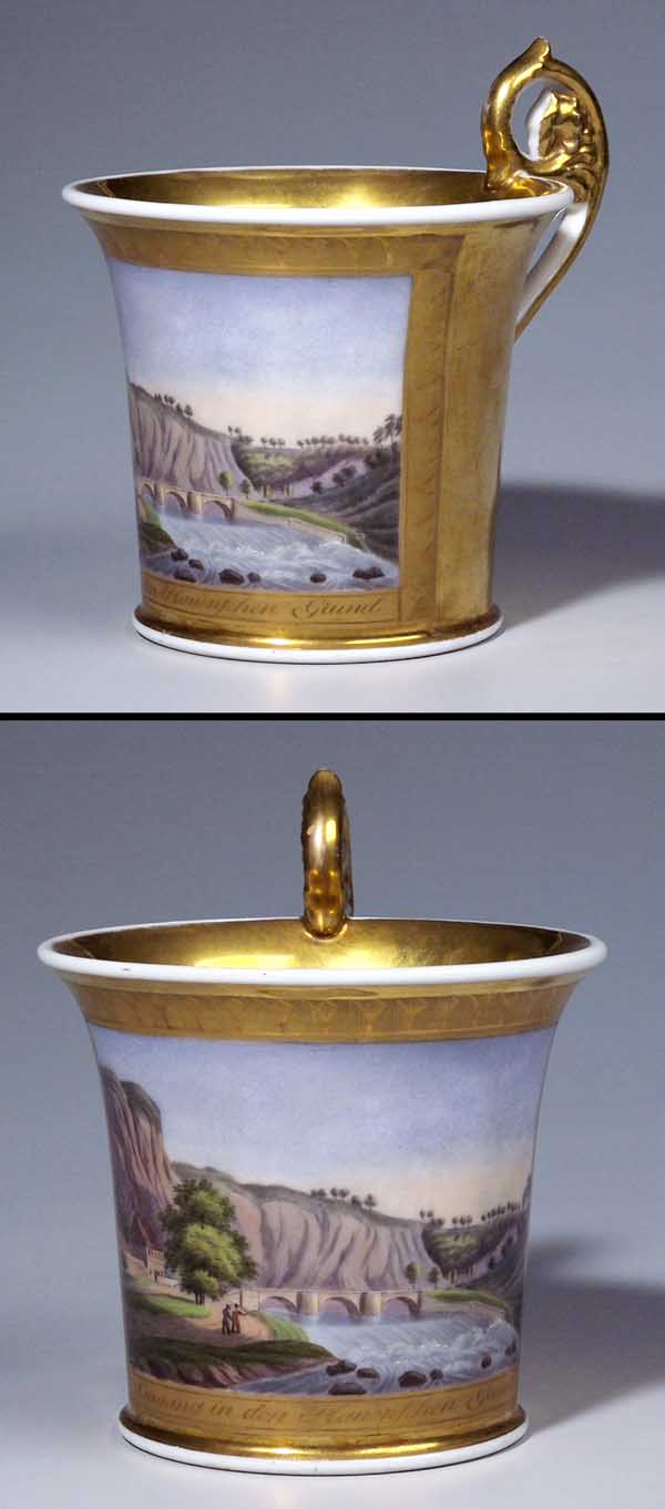 Goldfond-Ansichten-Tasse.