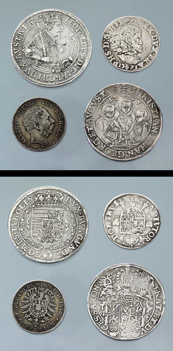 4er Satz Silber-Münzen.