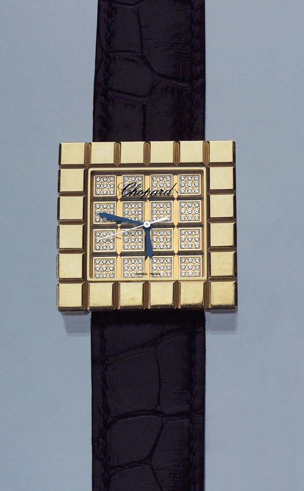 Goldene Chopard-Armbanduhr.
