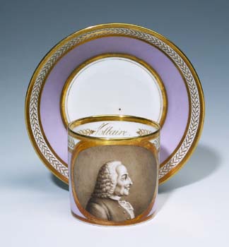 Voltaire-Porträt-Tasse, Untertasse.