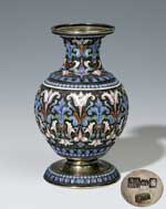 Russische Silber-Email-Vase.
