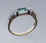 Art Déco-Smaragd-Brillant-Ring.