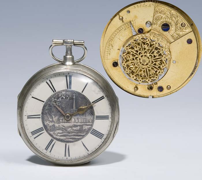 Silber-Spindel-Taschenuhr.