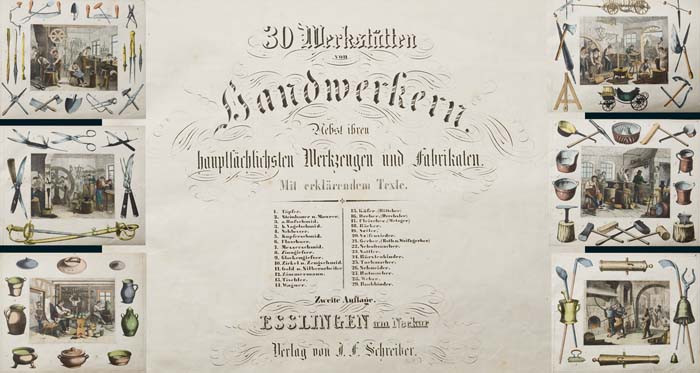 30 Werkstätten von Handwerkern um 1840.