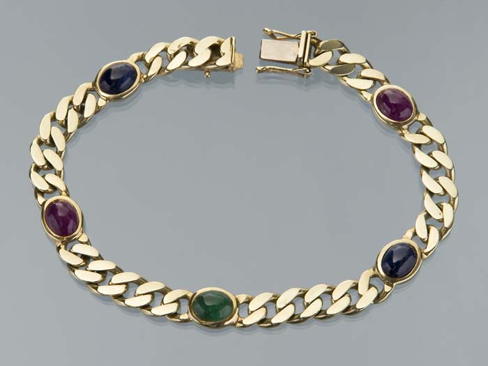 Saphir-Smaragd-Rubin-Armband.