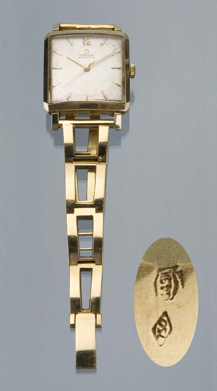 Schweizer Gold-Armbanduhr.