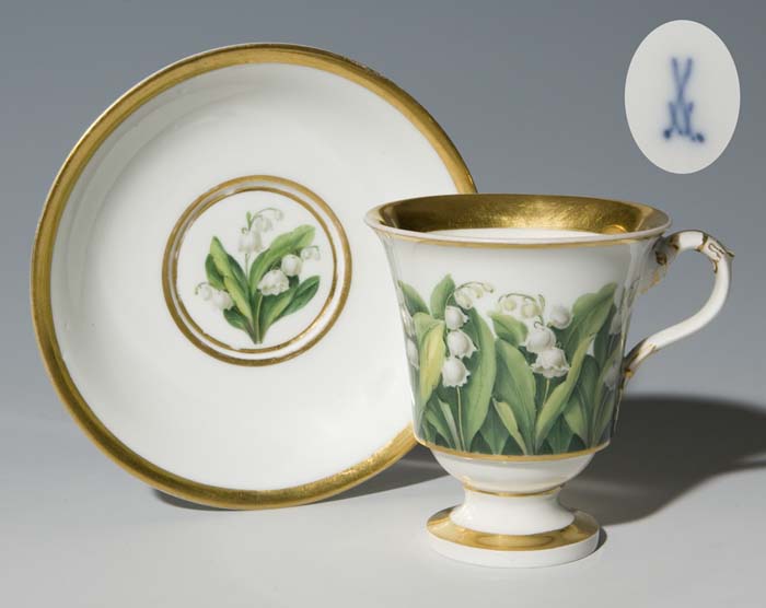 Biedermeier-Tasse, Untertasse.